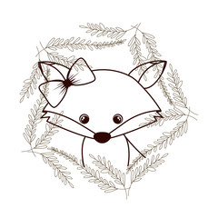 Canvas Print - cute and adorable fox with wreath