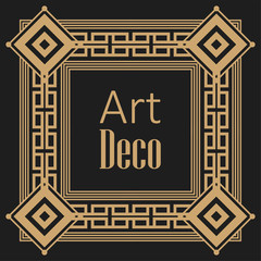 Wall Mural - black background art deco frames