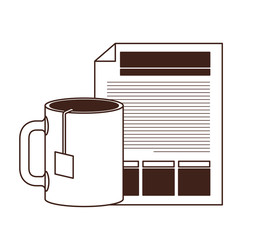 Wall Mural - file sheet with coffee cup in white background