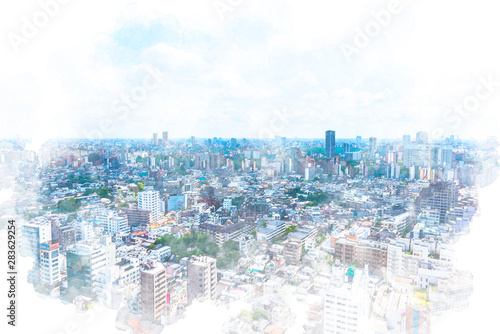 東京風景 Tokyo City Skyline Japan Illustration Of Watercolor Painting Style Stock Illustration Adobe Stock 東京風景 Tokyo City Skyline Japan Illustration Of Watercolor Painting Style Stock Illustration Adobe Stock