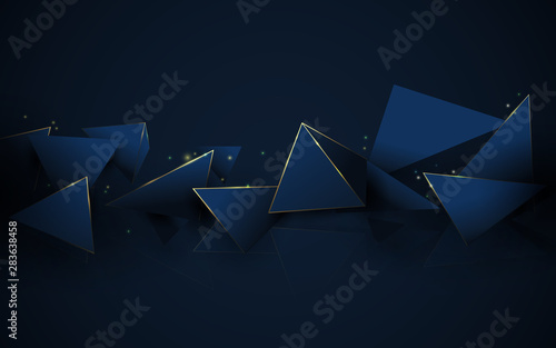 Abstract 3d polygonal pattern luxury dark blue with gold background