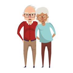 Canvas Print - grandparents senior old people cartoon