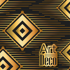 Wall Mural - black background art deco frames