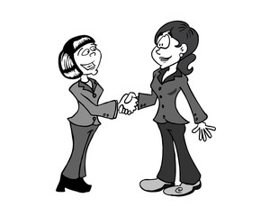 Poster - Handshake two women black and white 