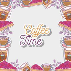 Poster - coffee time sketch flat design