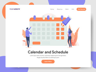 landing page template of calendar and schedule illustration concept. modern design concept of web pa