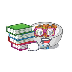 Sticker - Student with book donburi above a tables wood cartoon