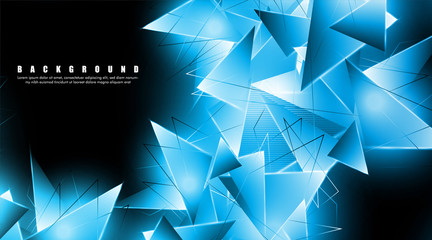 Wall Mural - abstract background with glowing blue triangles that overlap. isolated black background. vector illu