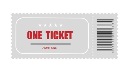 Wall Mural - one ticket with bar code. template ticket vector icon