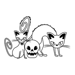 Sticker - halloween october scary celebration cartoon in black and white