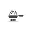 Frying on fire vector icon. Frying pan on gas stove filled flat sign for mobile concept and web design. Cooking process glyph icon. Symbol, logo illustration. Vector graphics