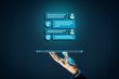 © jirsak - Chatbot digital tablet artificial intelligence communication concept. Chatbot is new trend in B2C communication with conversational AI application