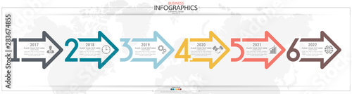 Fotografía Infographic business horizontal timeline steps process chart template