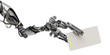 © Vladislav Ociacia - Sci-fi robotic arm showing blank card, 3d rendering