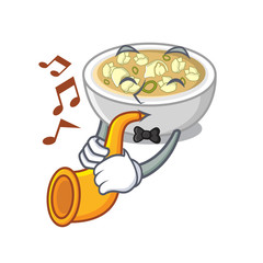 Sticker - With trumpet wonton soup in a cartoon bowl