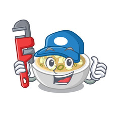 Wall Mural - Plumber wonton soup cooked cartoon frying pan