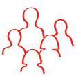 Handgezeichnetes Team-Symbol in rot