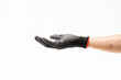 © littlestocker - Man hand with black rubber glove on white background