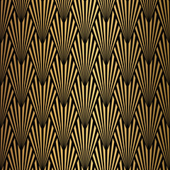 Art Deco Pattern. Seamless black and gold background