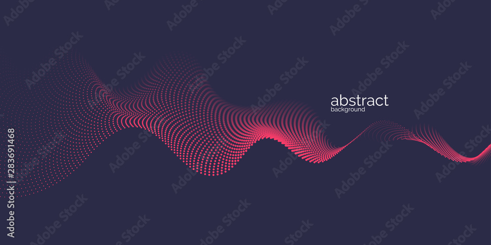 Vector abstract background with dynamic waves, line and particles ...