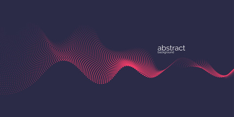 Vector abstract background with dynamic waves, line and particles.