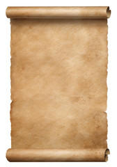 Wall Mural - Old brown parchment scroll isolated on white