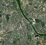 High resolution Satellite image of Warsaw, Poland (Isolated imagery of Poland. Elements of this image furnished by NASA)