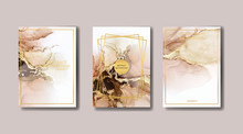 The Big Set Of Liquid Marble With Gold. Flyer, Business Card, Flyer, Brochure, Poster, For Printing. Trend Vector