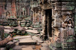 Ancient Khmer architecture. Amazing view of Ta Phrom temple ruins in Angkor, Siem Reap, Cambodia 