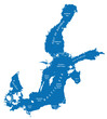 silhouette map of the baltic sea in Northern europe