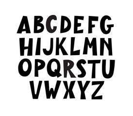 Poster - Fun modern hand-drawn bulky doodle uppercase alphabet.