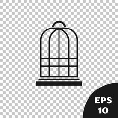 Black Cage for birds icon isolated on transparent background. Vector Illustration