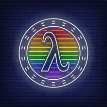 Lambda In Circle With LGBT Colors Neon Sign