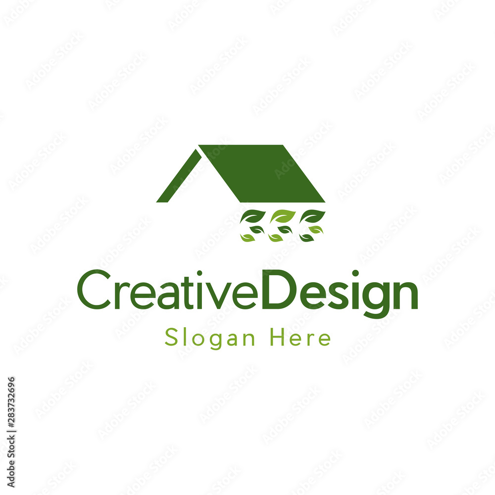 home leaf vector logo design modern art, Nature house logo with green ...