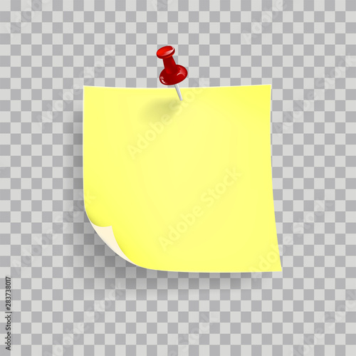 Fotografía yellow retro paper stick and pin isolated on transparent