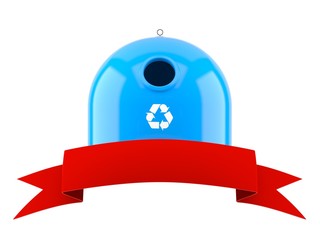 Sticker - Recycling bin with blank red ribbon