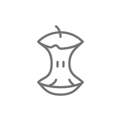 Apple core, food waste, garbage line icon.