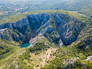 Wall Mural - Red Lake (Crveno jezero) Blue Lake (Plavo jezero) and sourrounding lakes of Imotsko Polje, Croatia are sites of greatest landscape diversity of Europe. 