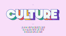 Vector Culture Font 3d Bold Color Style Trendy Typography
