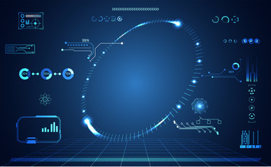 Wall Mural - abstract technology ui futuristic concept hud interface hologram elements of digital data chart, com