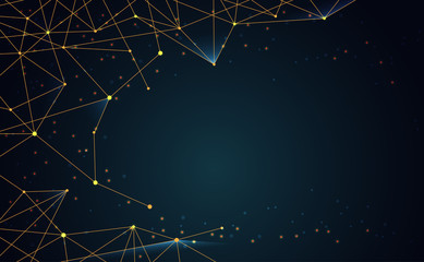 Wall Mural - modern abstract network science connection technology gold line premium dot and graphic design. on h