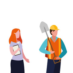 Wall Mural - couple of professional workers characters