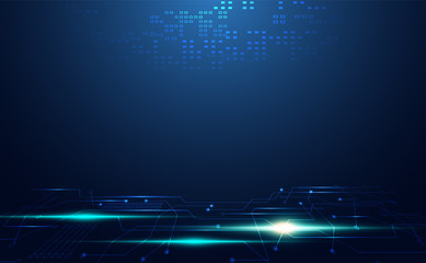 Modern abstract network science connection technology line dot and graphic design. on hi tech future blue background network.