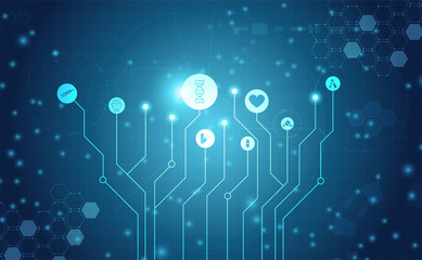 Wall Mural - abstract health medical science healthcare icon digital technology science concept modern innovation