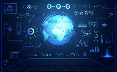 Wall Mural - abstract technology ui futuristic concept world digital hud interface hologram elements of digital d