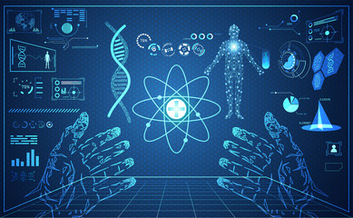 Wall Mural - abstract technology ui futuristic human medical hud interface hologram elements of digital data char