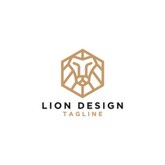 Sticker - Vector Logo Lion Design Hexagon Monogram Template Icon EPS 10 Logo Design - Vector