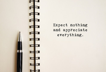 Wall Mural - Inspirational life quotes - Expect nothing and appreciate everything.