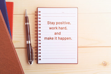 Wall Mural - Inspirational life quotes - Stay positive, work hard and make it happen.