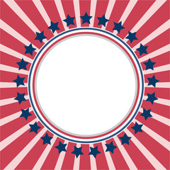 Wall Mural - American flag symbols circle frame border with stars and empty white space for your text